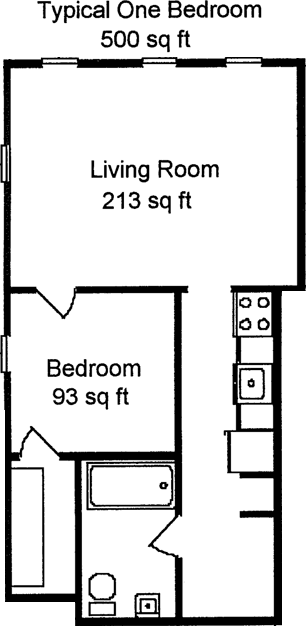 Burdick 1 Bedroom Apartment Floorplan